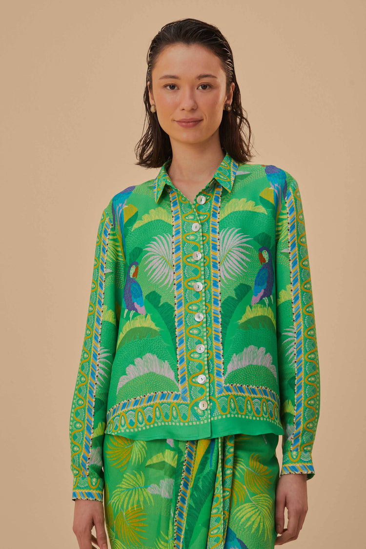 Macaw Scarf Shirt in Green