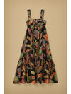 Strappy Printed Maxi Dress in Cool Foliage Black