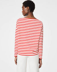 AirEssentials Boat Neck Tee in Red Stripe