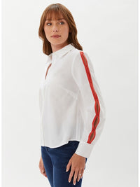 Davis Shirt in White/Poppy Combo