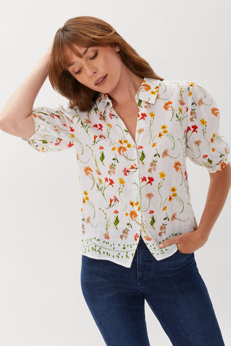 Witherspoon Puff Sleeve Top in Bloom
