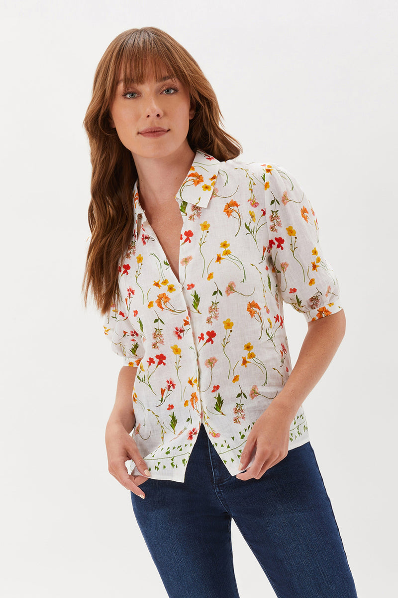 Witherspoon Puff Sleeve Top in Bloom