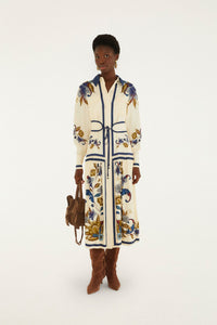 Belted Midi Dress in Golden Nature