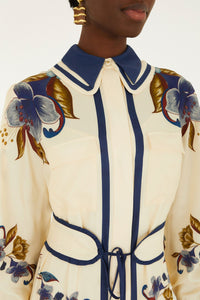 Belted Midi Dress in Golden Nature