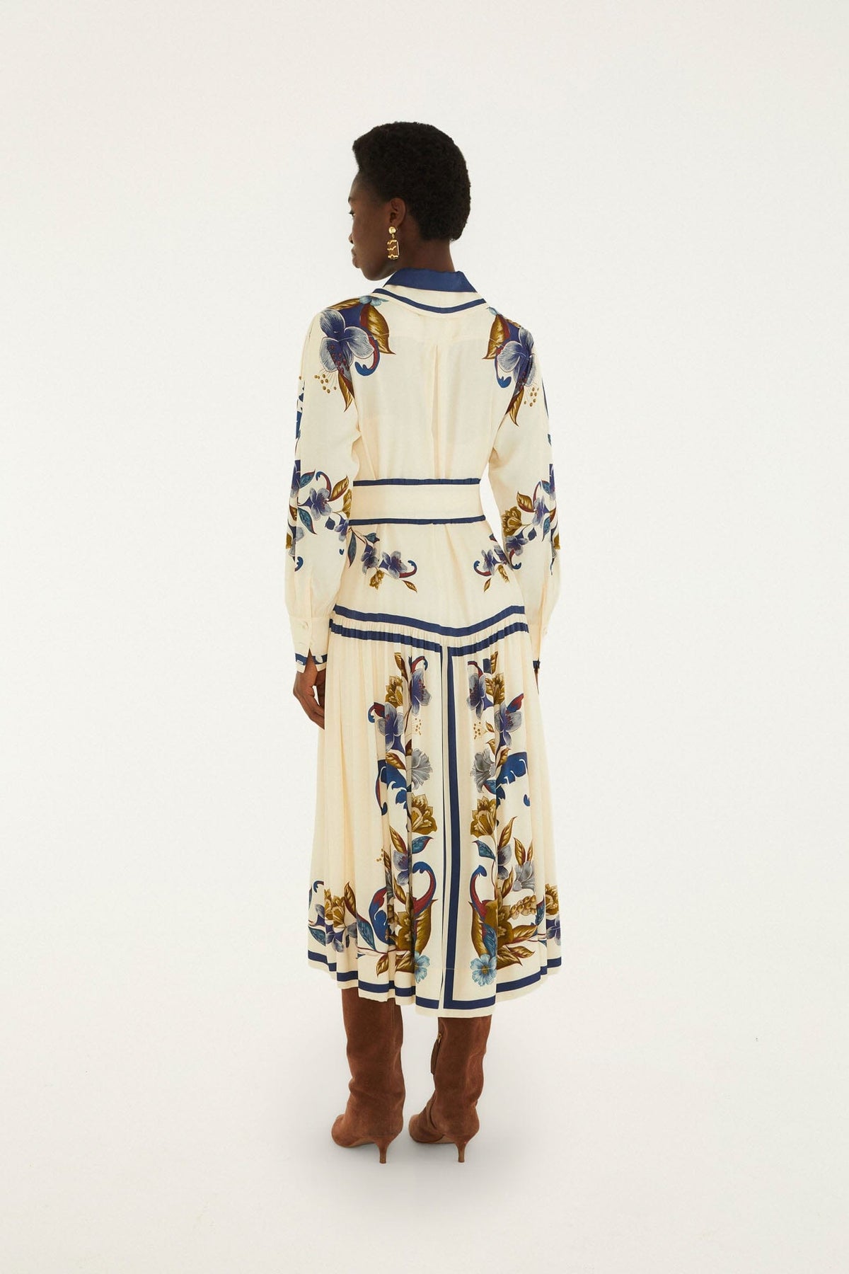 Belted Midi Dress in Golden Nature