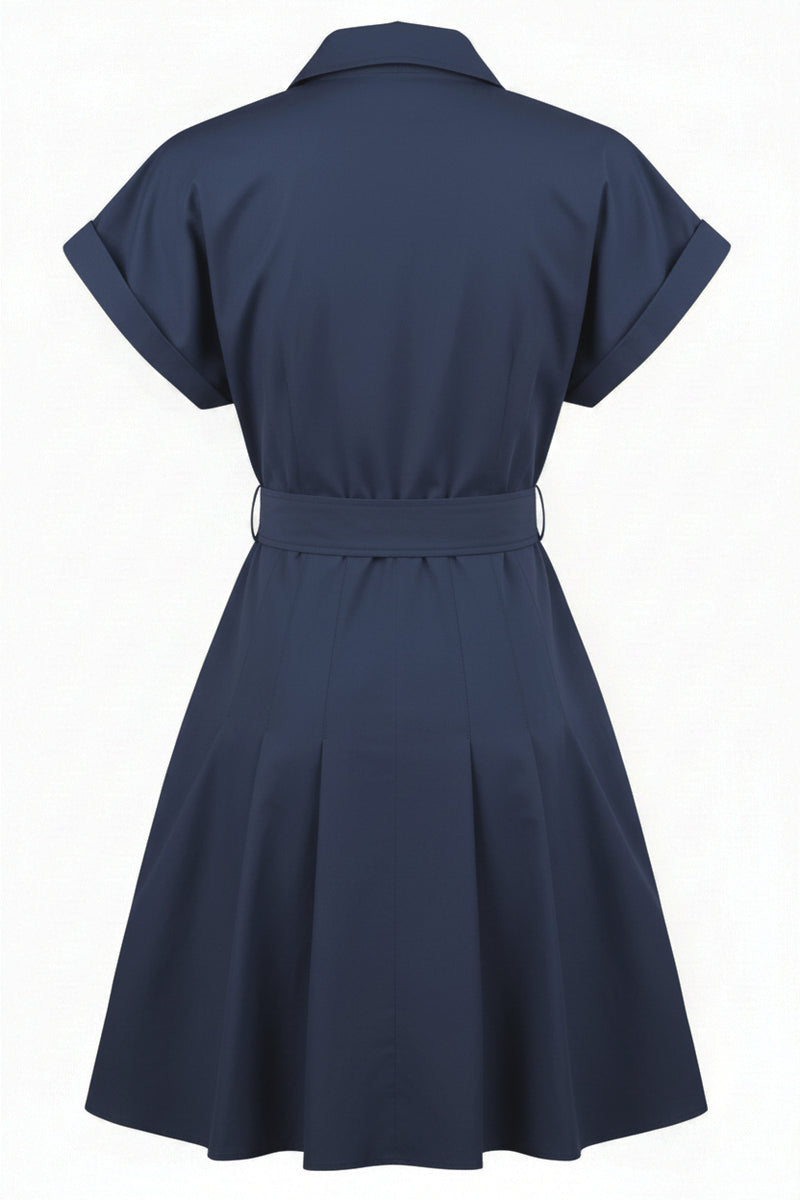 Libby Bubble Hem Dress in NAVY