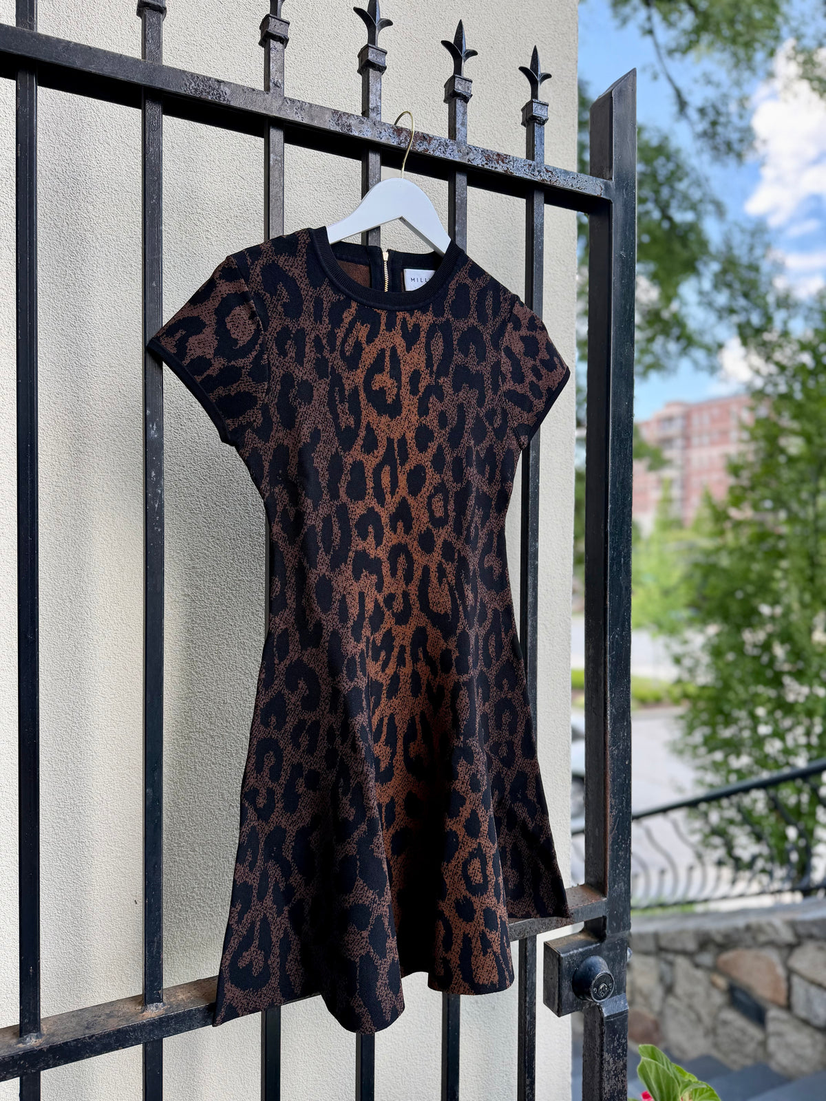 Honor Leopard Mini Dress in Brown Multi