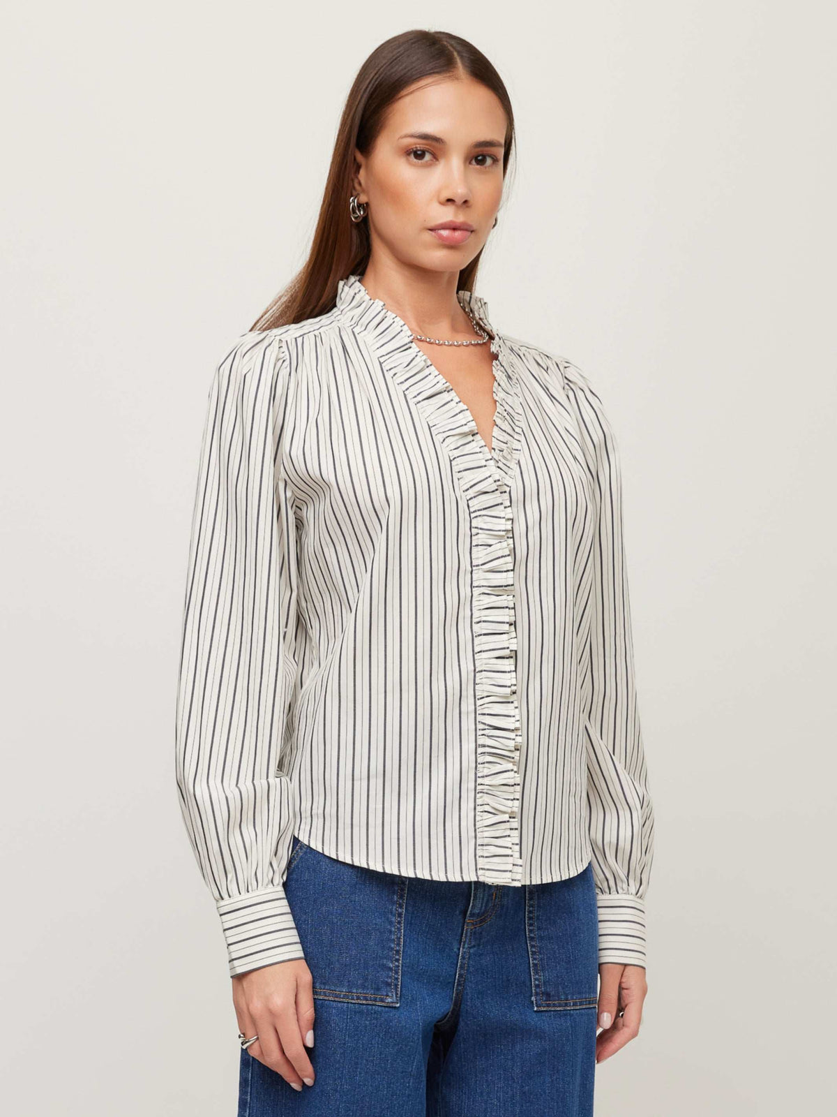 3F70225-Fifteen-Twenty-lizzy-stripe-ruffle-top-cream-navy-1