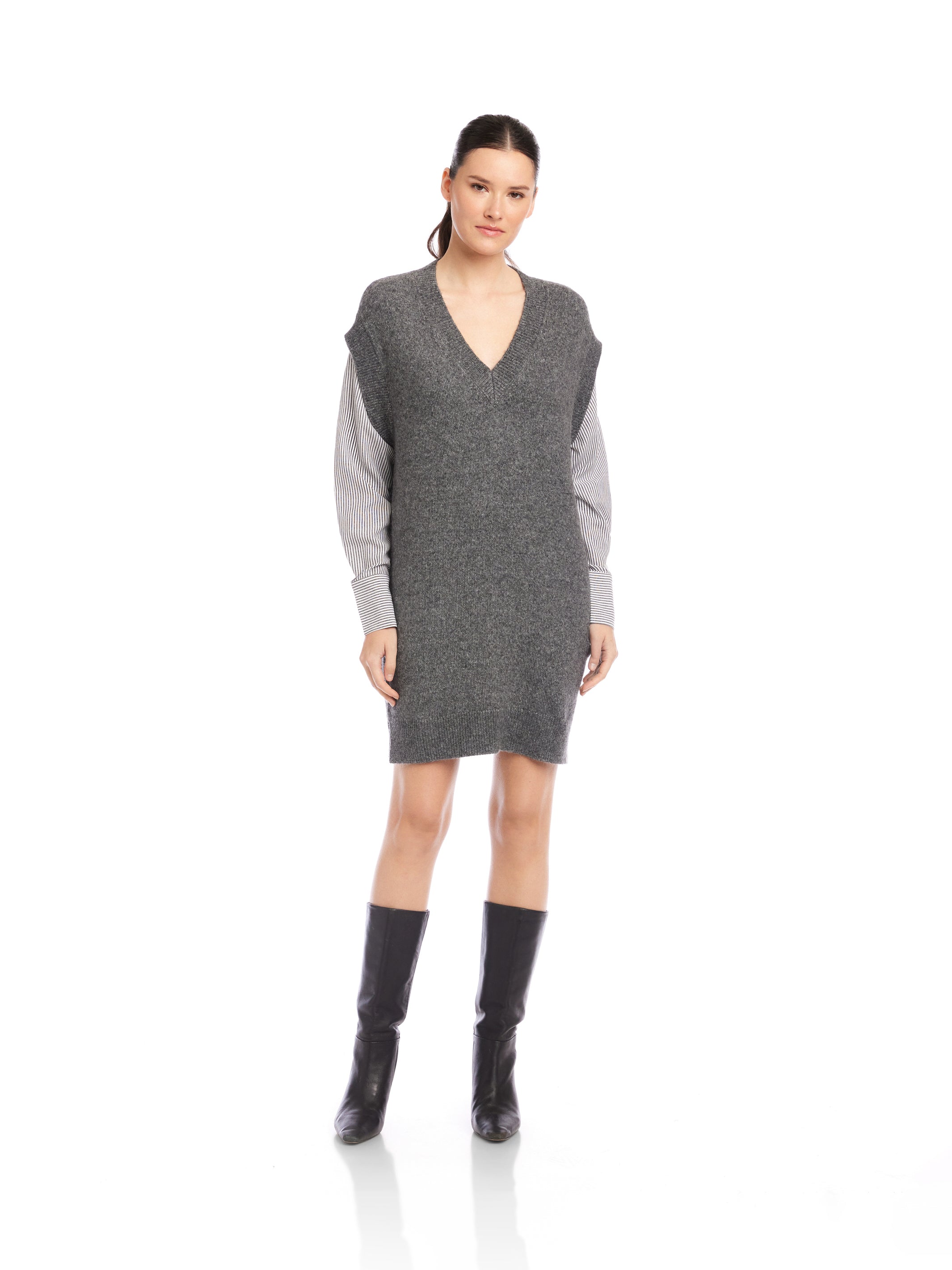 3F89141-fifteen-twenty-sally-mixed-media-dress-in-dark-heather-grey-1