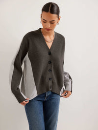 3F89347-Fifteen-Twenty-celine-mixed-media-cardigan-charcoal-1