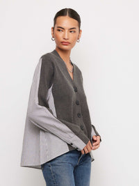 3F89347-Fifteen-Twenty-celine-mixed-media-cardigan-charcoal-1