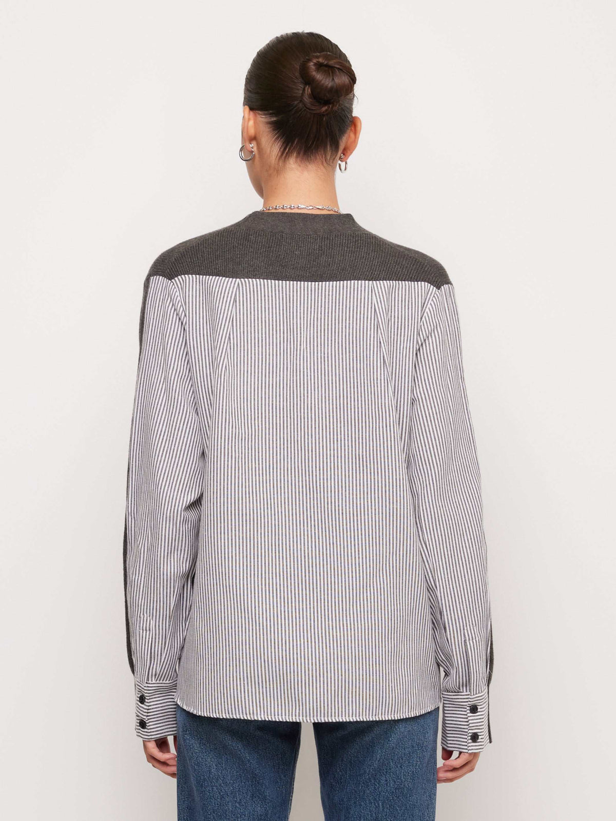 3F89347-Fifteen-Twenty-celine-mixed-media-cardigan-charcoal-1