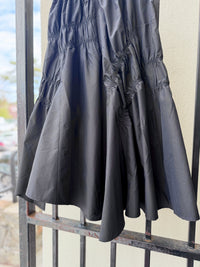 Pintuck Midi Skirt in Black