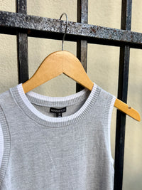 Foxy Knit Tank in Silver/White