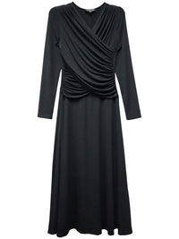 Cross Front Midi Dress in Black
