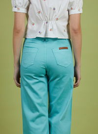 Costa Cropped Wide Leg Denim Pant in Ocean