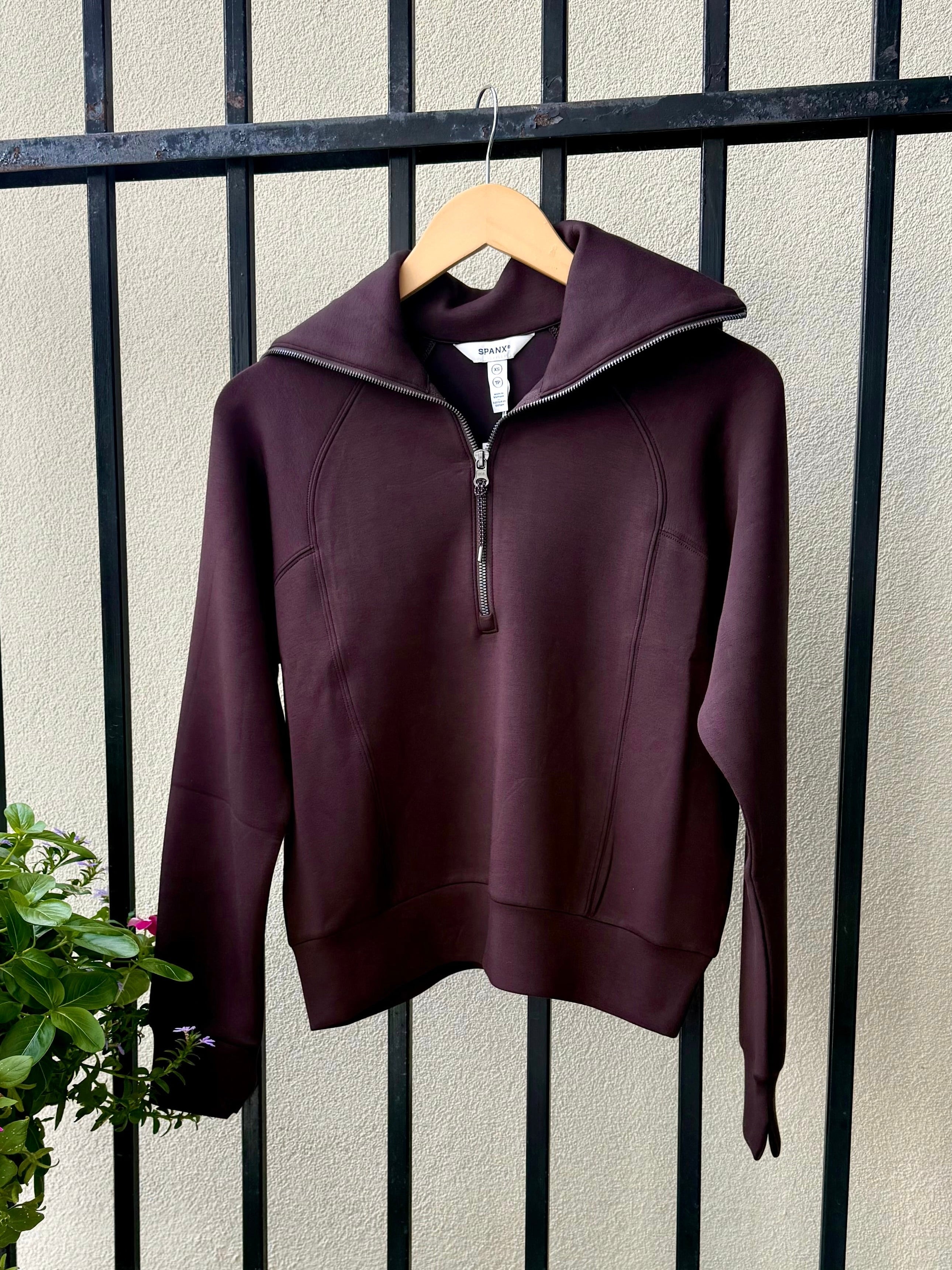 Spanx AirEssentials Half-Zip Pullover in Truffle Brown – Poppy's