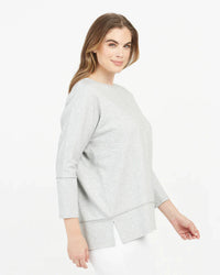 Perfect Length Dolman Sleeve Top in Soft Grey Heather