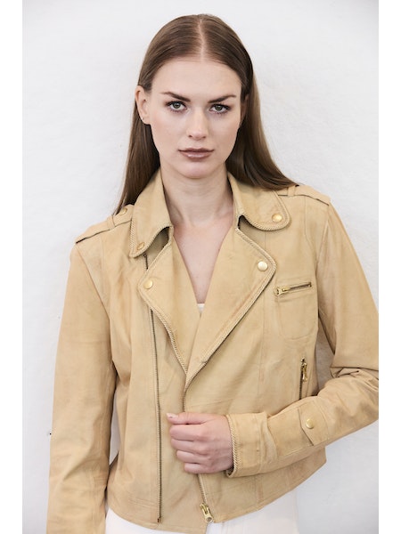 Josey Waxed Suede Jacket in Chamois/Gold