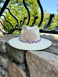 Sunburst Embroidered A White Palm Hat