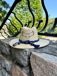 Navy Eagle Natural Palm Hat