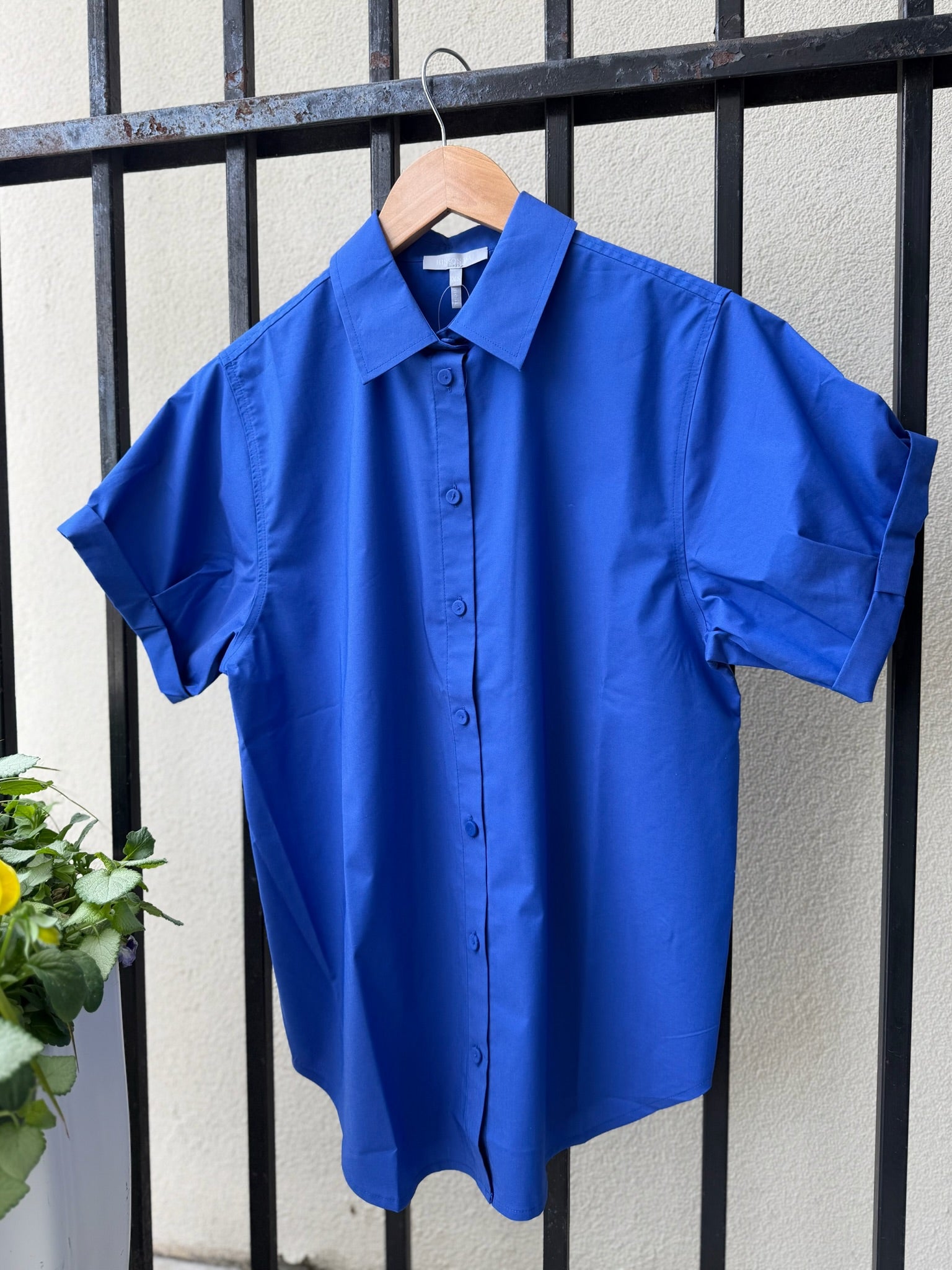 Lucie Roll Sleeve Blouse in Lapis Blue