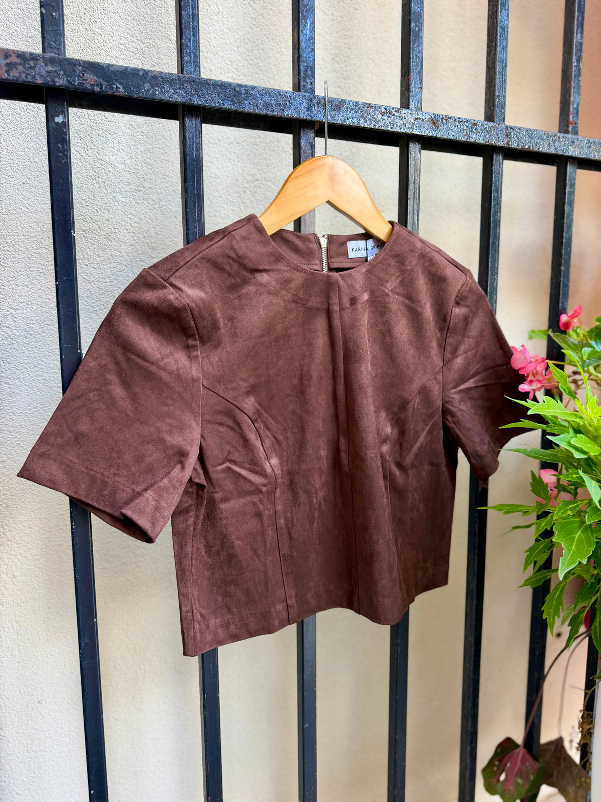 Aria Suede Top in Espresso