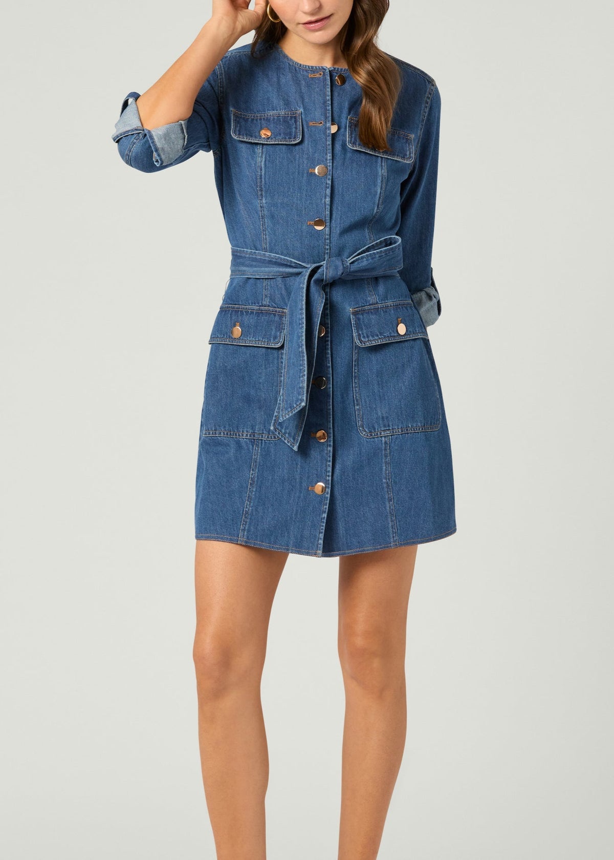 michael kors denim shirt dress Garment-Dyed Denim Shirtdress in ROSEWATER - Sale