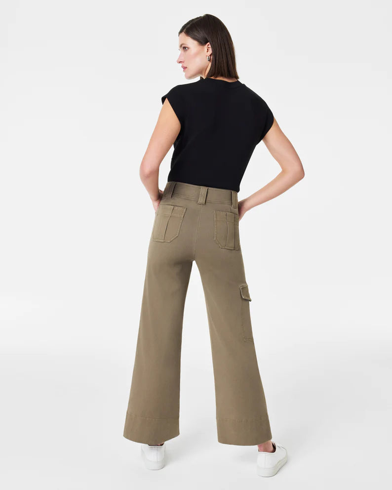 Stretch Twill Cropped Cargo Pant in Tuscan Olive