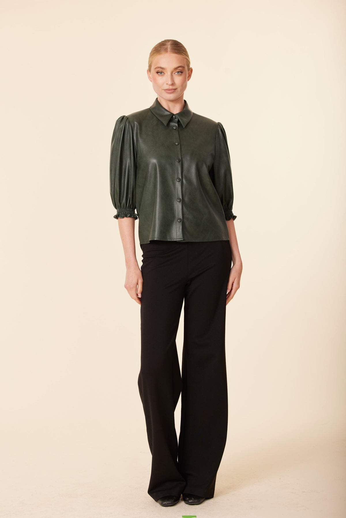 75497-dolce-cabo-vegan-leather-puff-sleeve-top-in-green-1