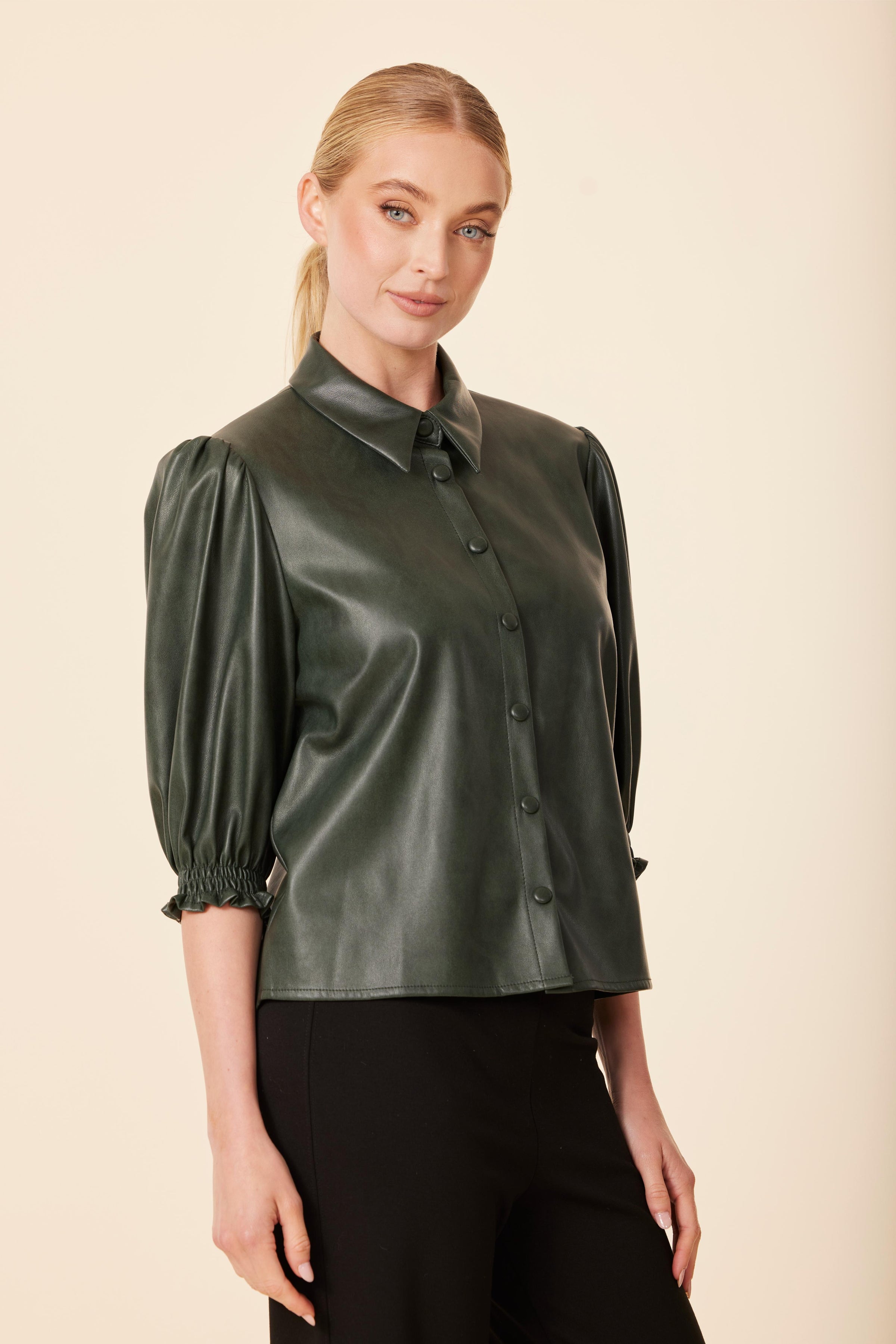 75497-dolce-cabo-vegan-leather-puff-sleeve-top-in-green-1