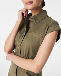 Stretch Twill Utility Dress in Tuscan Olive