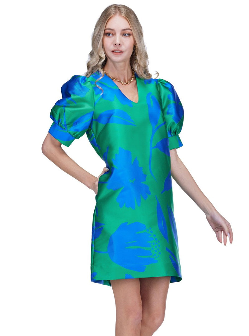 78E5130-jade-melody-tam-v-neck-puff-sleeve-dress-in-green-floral-brocade-1