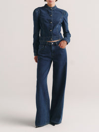 Sculpted Denim Top in Moon Lake