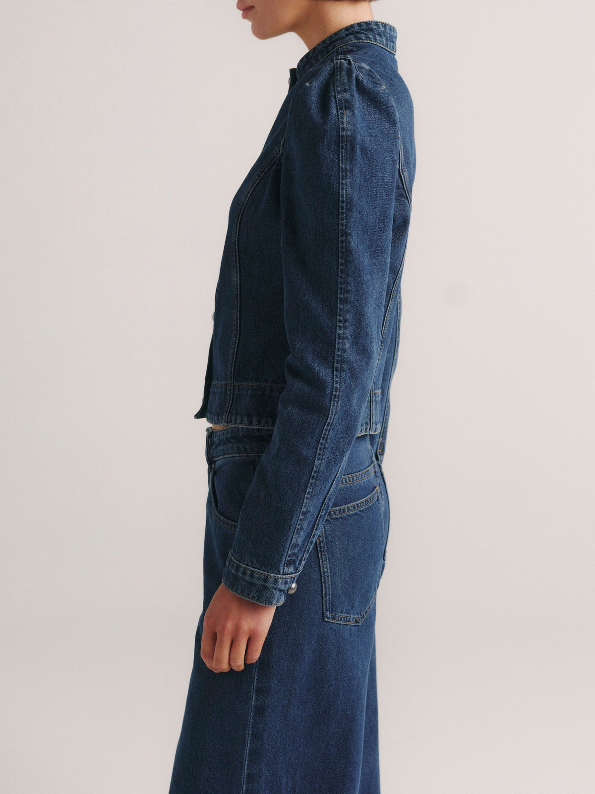 Sculpted Denim Top in Moon Lake