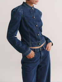 Sculpted Denim Top in Moon Lake