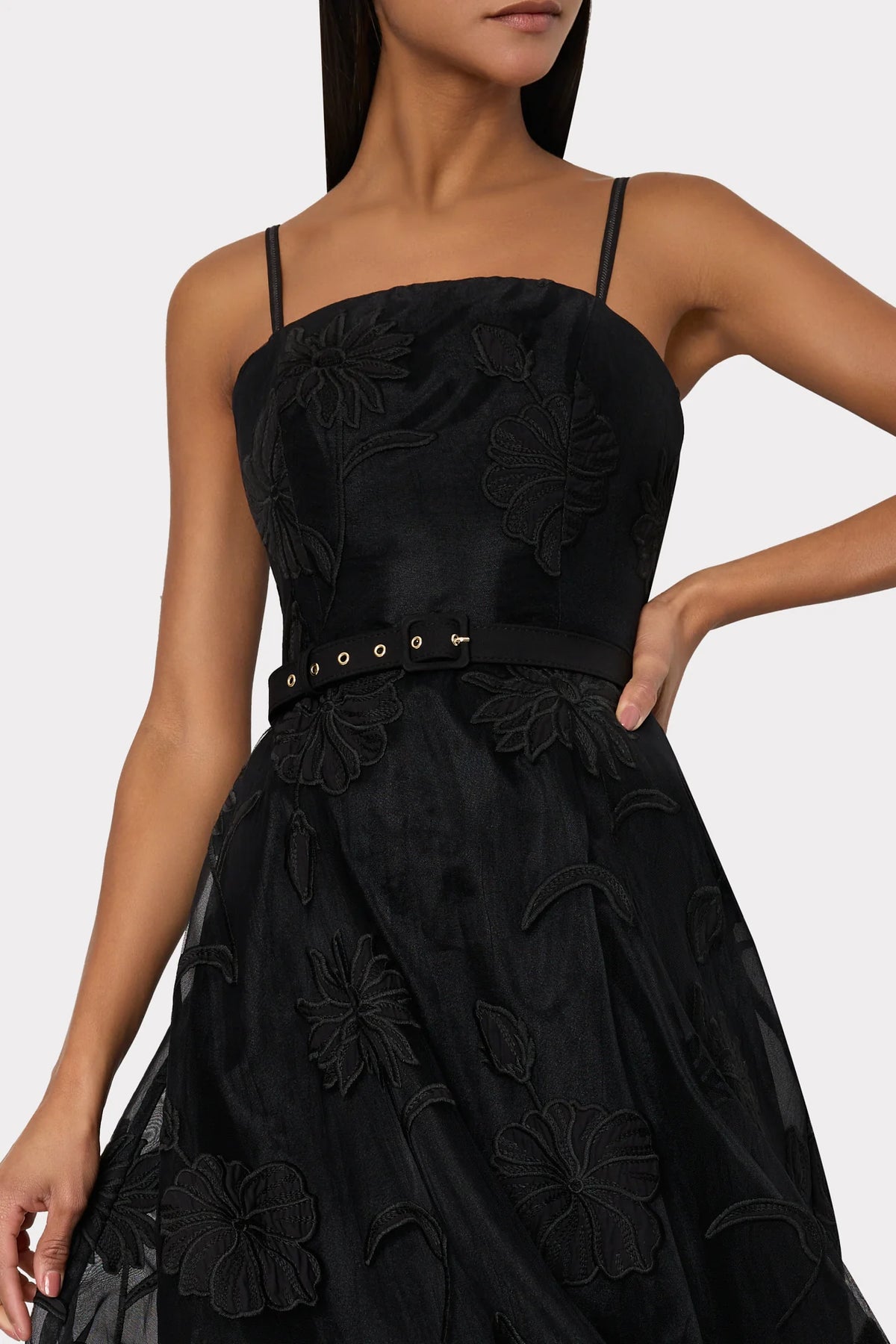 3D Butterfly Embroidered Dress in Black