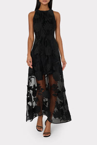 Hannah 3D Butterfly Embroidery Dress in Black