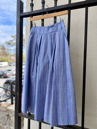 Plaid Midi Skirt in Blue/White