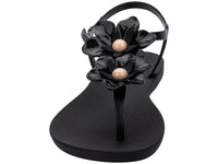Duo Flower Sandal in Black/Beige