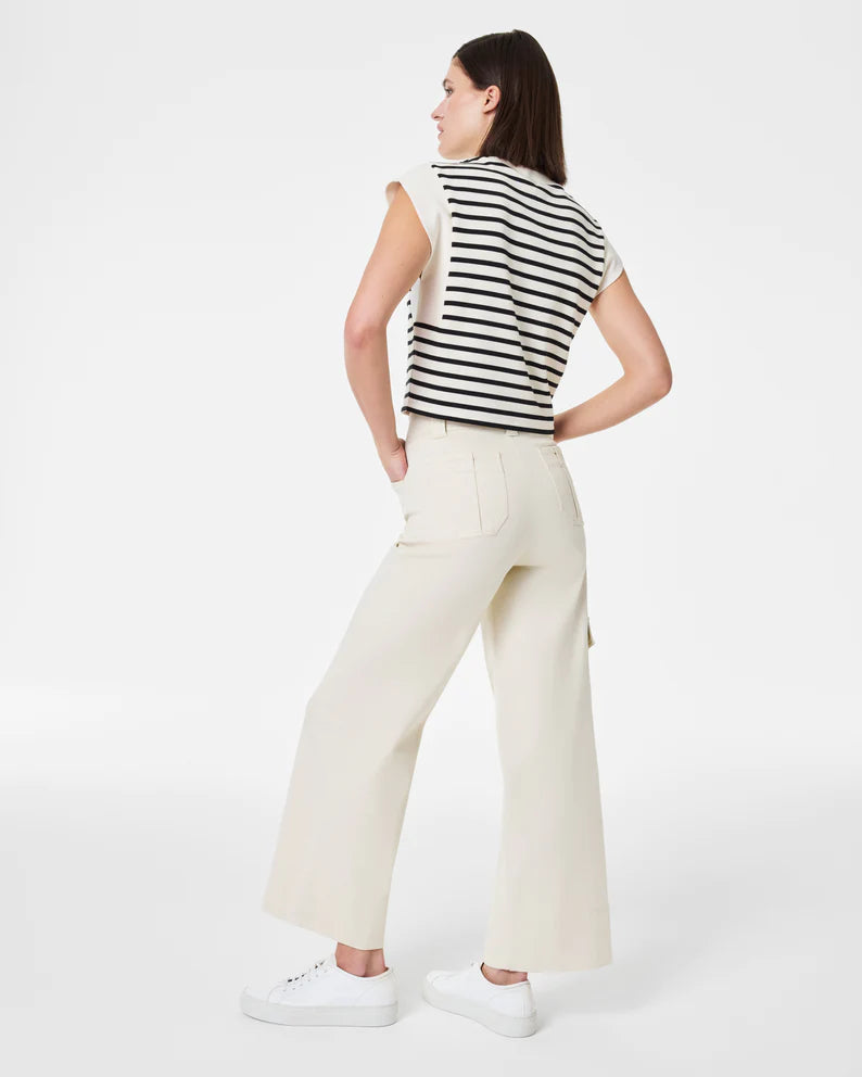 Stretch Twill Cropped Cargo Pant in Eggshell