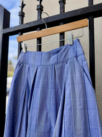 Plaid Midi Skirt in Blue/White
