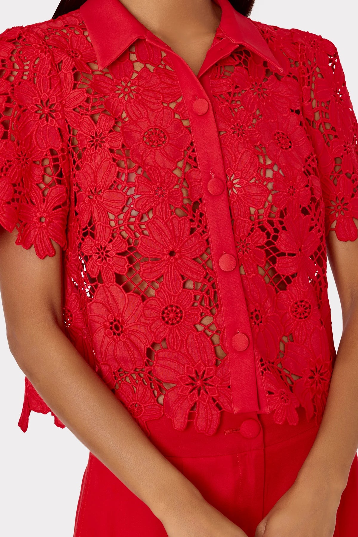 Addison Lace Top in Red