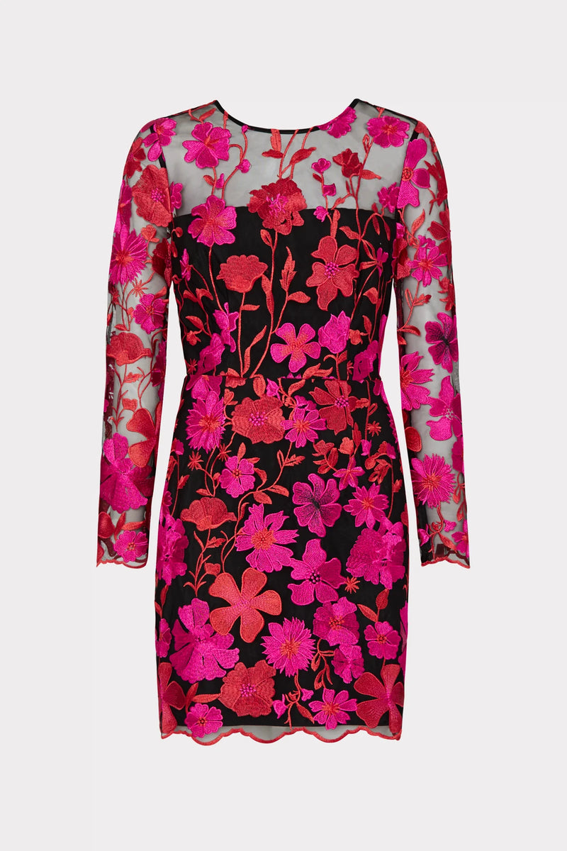 Scottie Floral Embroidered Dress in Pink Multi