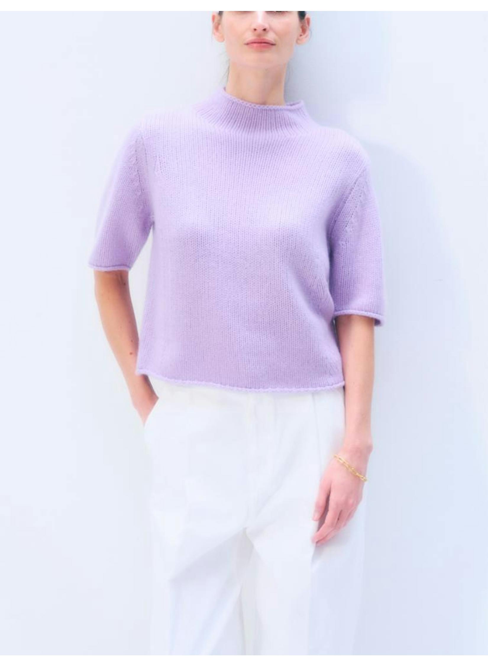 Cashmere Mockneck Sweater in Lavender Fog