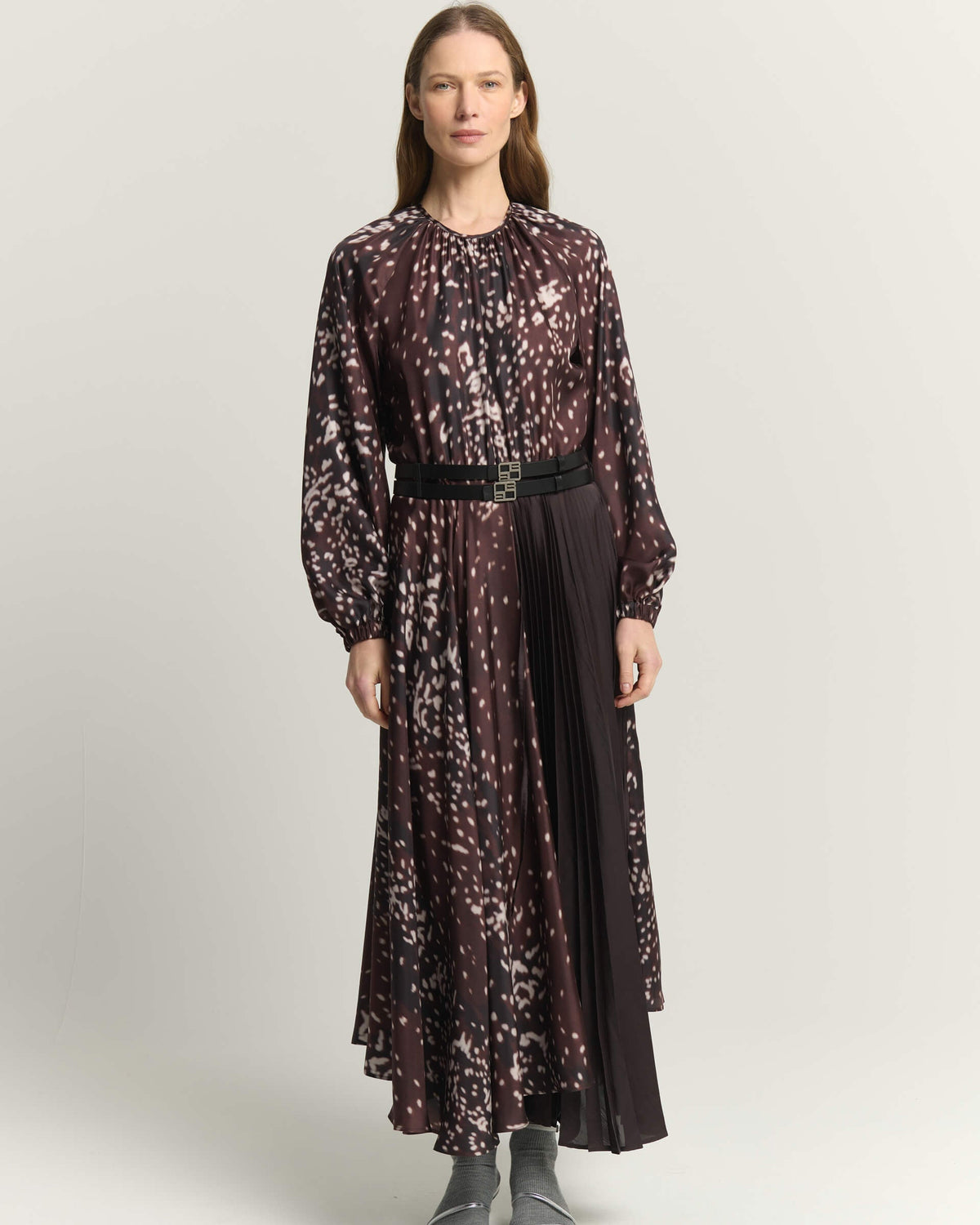 AB2C6757FAN41-beatrice-printed-silk-midi-dress-with-pleats-in-burnt-amber-1