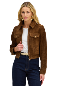 Ally Suede Jacket in Amber Brown