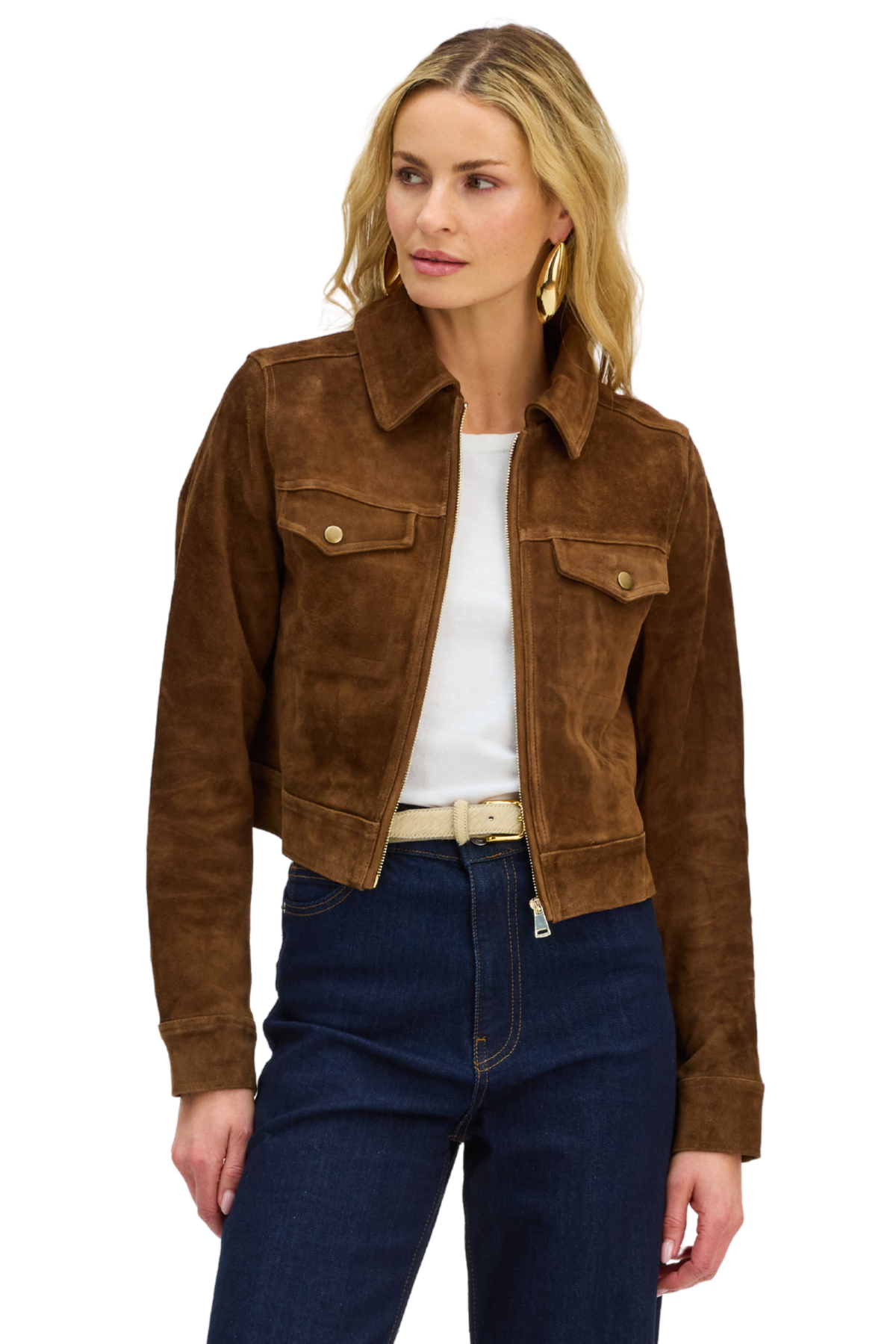 Ally Suede Jacket in Amber Brown