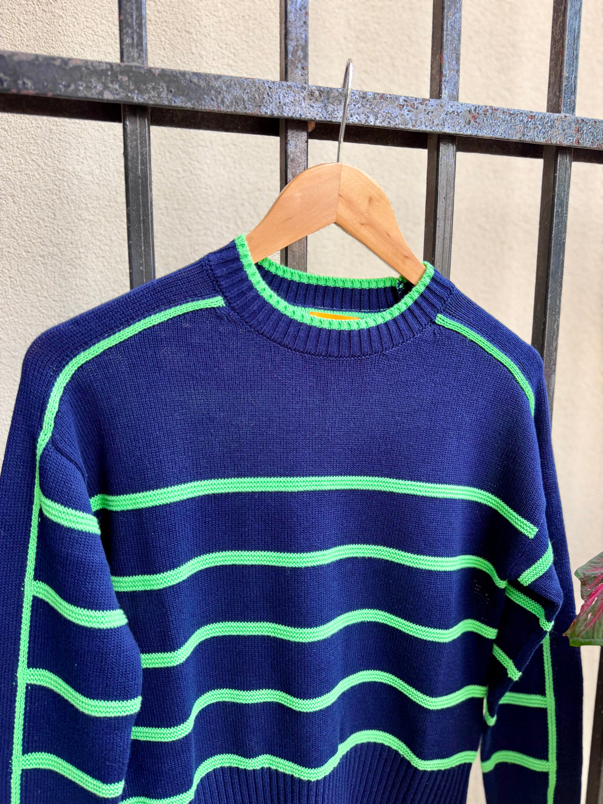 AW26-W-019-brodie-cashmere-links-stripe-crew-sweater-in-patriot-navy-cool-girl-green-1