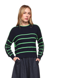 AW26-W-019-brodie-cashmere-links-stripe-crew-sweater-in-patriot-navy-cool-girl-green-1